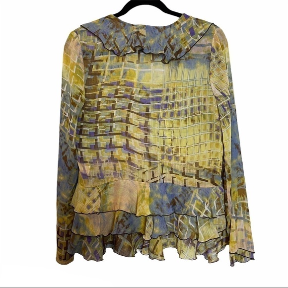 Simonton Says Watercolor Design Sheer Open Front Single Tie Front Cardigan - Picture 2 of 9